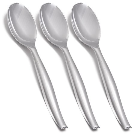 Smarty Had A Party Silver Disposable Plastic Serving Spoons (150 Spoons), 150PK 2642-CASE